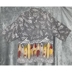 Steve & Barry’s Classic Hawaiian Mens XXL Surfboard Print Button Up Shirt Cotton
